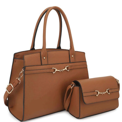 2in1 Matching Design Handle Satchel With Crossbody Bag BargainBuzz.com