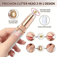 2-in-1 Rechargeable Painless Eyebrow Razor & Hair Shaver with LED Ligh