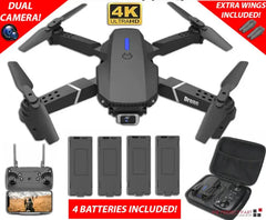 2023 New RC Drone With 4K HD Dual Camera WiFi FPV Foldable Quadcopter +4 Battery Bargain Buzz