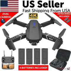 2023 New RC Drone With 4K HD Dual Camera WiFi FPV Foldable Quadcopter +4 Battery BargainBuzz.com