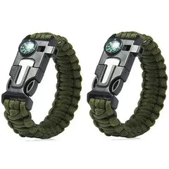 5 in 1 Paracord Survival Tactical Compass Bracelet (2pcs) Bargain Buzz