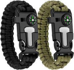 5 in 1 Paracord Survival Tactical Compass Bracelet (2pcs) Bargain Buzz