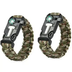 5 in 1 Paracord Survival Tactical Compass Bracelet (2pcs) Bargain Buzz