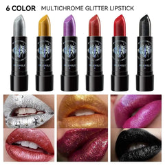 6-Color Glitter Lipstick: Long-Lasting Waterproof Diamond Metallic Shi