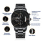 A Lasting Tribute: Engraved Black Chronograph Watch for Life's Special