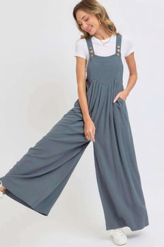 Adjustable Strap Overall Wide Leg Jumpsuit Bargain Buzz