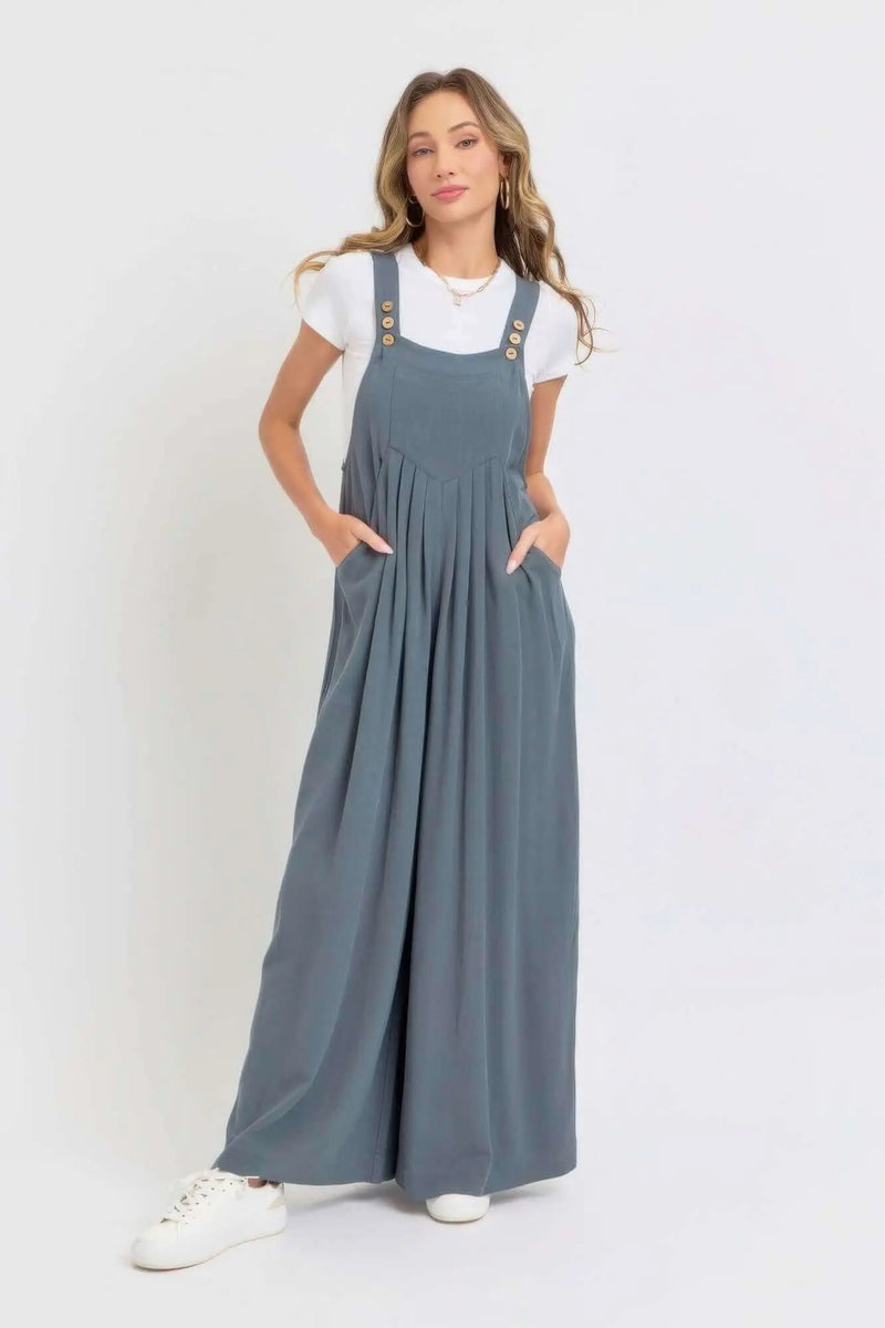 Adjustable Strap Overall Wide Leg Jumpsuit BargainBuzz.com