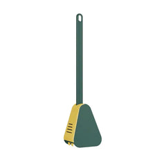 Green and yellow golf-themed silicone toilet brush with long handle and holder set.