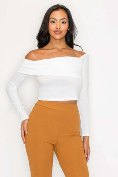 Bardot ribbed long sleeve crop top BargainBuzz.com