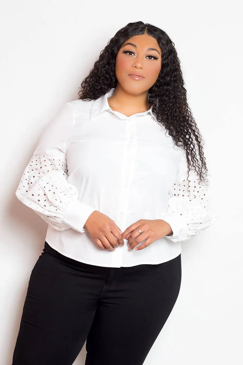 Blouse With Punched Sleeves ccwholesaleclothing