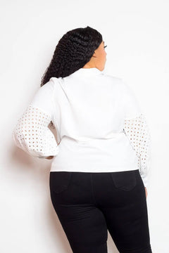 Blouse With Punched Sleeves ccwholesaleclothing