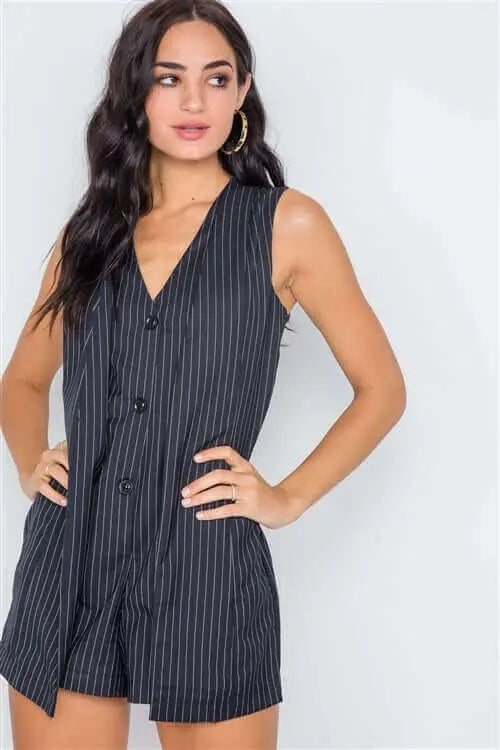 Button Down Sleeveless Romper BargainBuzz.com