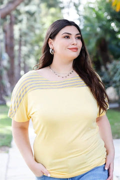 Chic Plus Size Stripe Bell Sleeve Top - Made in USA BargainBuzz.com