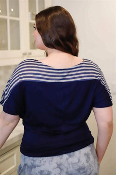 Chic Plus Size Stripe Bell Sleeve Top - Made in USA