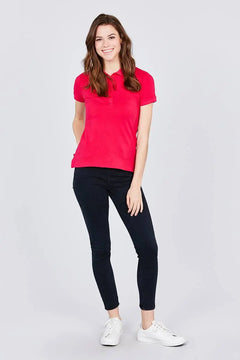 Classic Jersey Spandex Polo Top ccwholesaleclothing