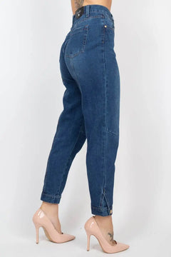 Cuffed-button Mom Jeans