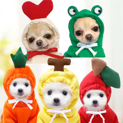 Cute Fruit Dog Hoodies: Winter Warm Fleece Pet Clothing for Small Dogs