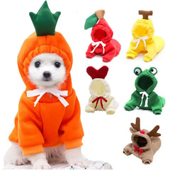 Cute Fruit Dog Hoodies: Winter Warm Fleece Pet Clothing for Small Dogs