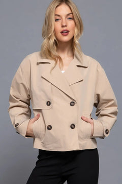 Double Breasted Short Women's Trench Coat ccwholesaleclothing