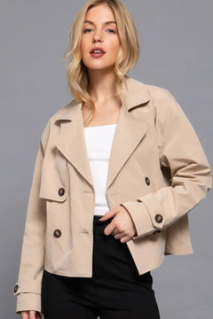 Double Breasted Short Women's Trench Coat ccwholesaleclothing