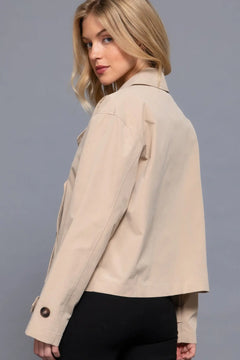 Double Breasted Short Women's Trench Jacket ccwholesaleclothing