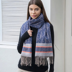 Double stripe blanket scarf with tassel ccwholesaleclothing