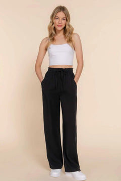 Elastic Waist Tencel Long Pants