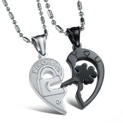 Eternal Bonds: Titanium Steel Rhinestone Puzzle Necklaces for Couples