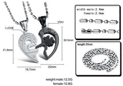 Eternal Bonds: Titanium Steel Rhinestone Puzzle Necklaces for Couples