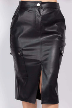 Faux Leather High-rise Cargo Skirt Bargain Buzz