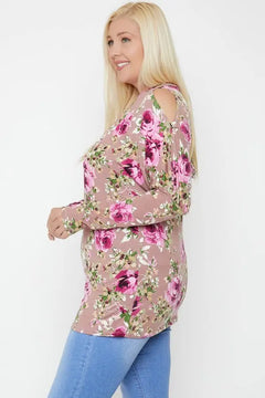 Flattering Cutout Details Floral Print Top Bargain Buzz