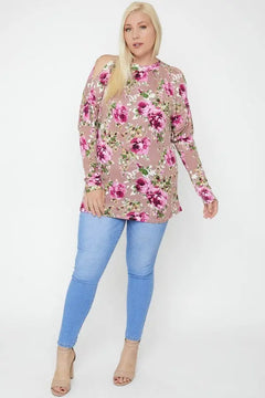 Flattering Cutout Details Floral Print Top Bargain Buzz