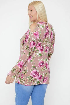 Flattering Cutout Details Floral Print Top Bargain Buzz