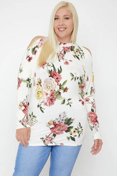 Flattering Cutout Details Floral Print Top Bargain Buzz