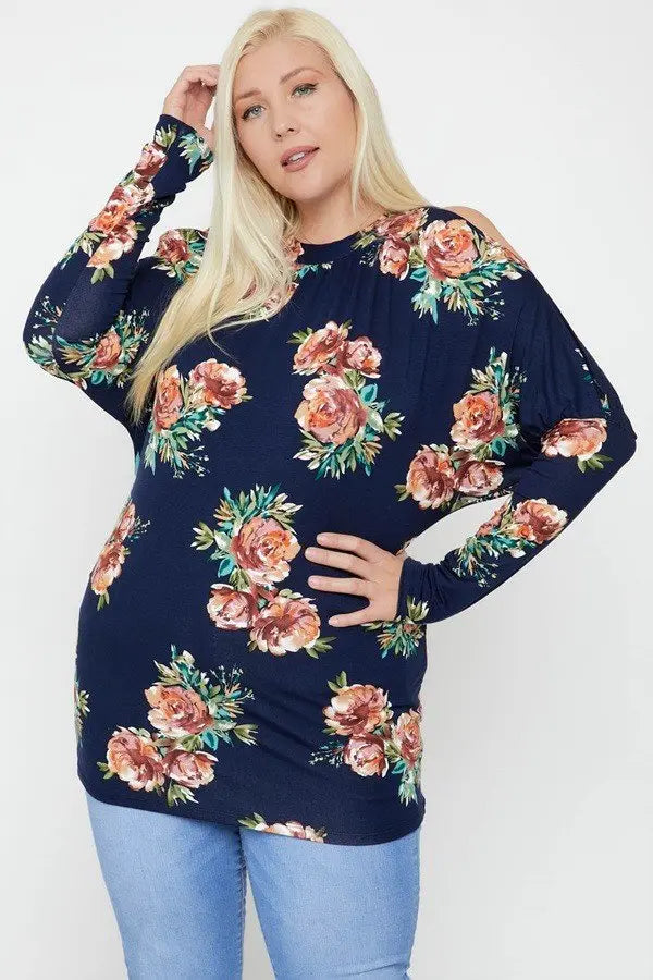 Flattering Cutout Details Floral Print Top Bargain Buzz