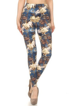 Floral Printed High Waisted Leggings With An Elastic Waist Bargain Buzz