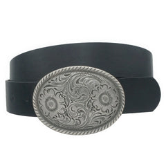 Flower Embossed Oval Buckle Vintage Strap Belt ccwholesaleclothing