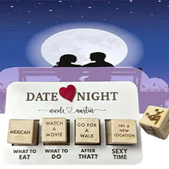 Funny Wooden Decision Dice Set - Date Night Game for Couples & Party F