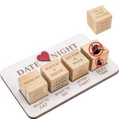 Funny Wooden Decision Dice Set - Date Night Game for Couples & Party F