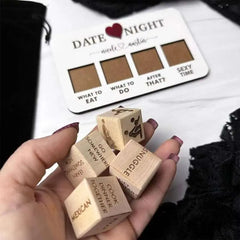 Funny Wooden Decision Dice Set - Date Night Game for Couples & Party F