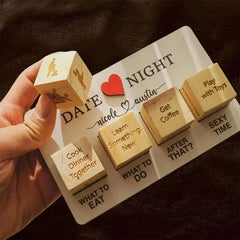 Funny Wooden Decision Dice Set - Date Night Game for Couples & Party F