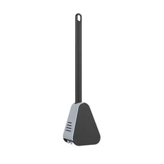 Sleek black silicone toilet brush with holder for modern bathroom hygiene and effective cleaning.