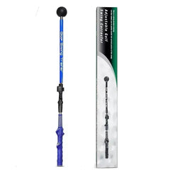 Golf swing training aid with adjustable swing corrector in blue, featuring advanced technology for improving swing precision.