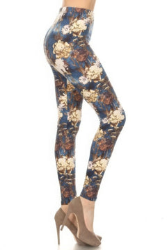 Floral Printed High Waisted Leggings With An Elastic Waist Bargain Buzz