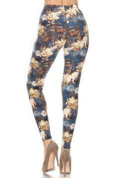 Floral Printed High Waisted Leggings With An Elastic Waist Bargain Buzz