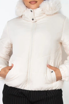 Insulated Zip-up Faux Fur Hooded Jacket ccwholesaleclothing