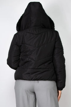 Insulated Zip-up Faux Fur Hooded Jacket ccwholesaleclothing