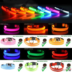 LED Adjustable Dog Collar Blinking Flashing Light Up Glow Pets Safety Waterproof Bargain Buzz