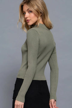 Long Sleeve 2 Way Open Zipper Sweater