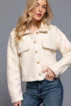 Long Slv Teddy Fleece Short Jacket Bargain Buzz